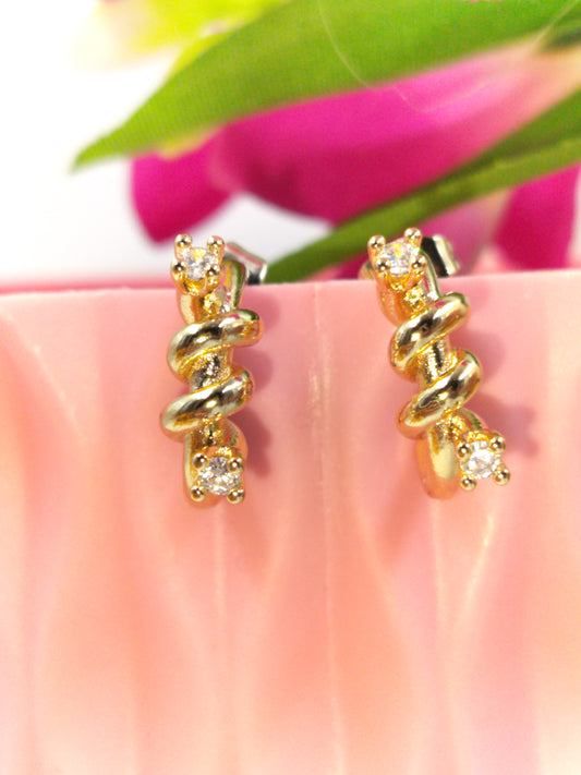 Anti Tarnish Gold Plated Twist & Sparkle Earrings
