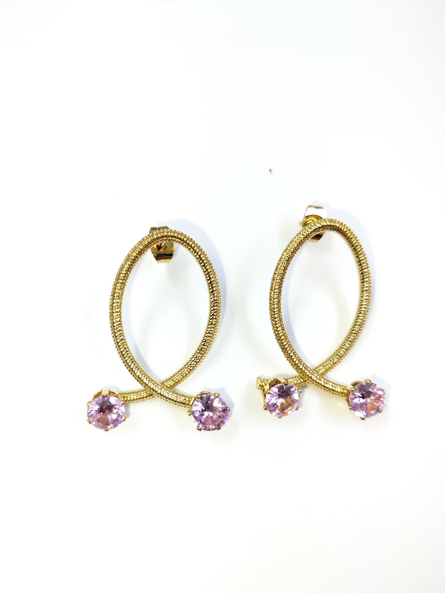Anti Tarnish Gold Plated Pink Orbit Earrings