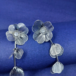 Silver Coated Cascade Drop Earrings