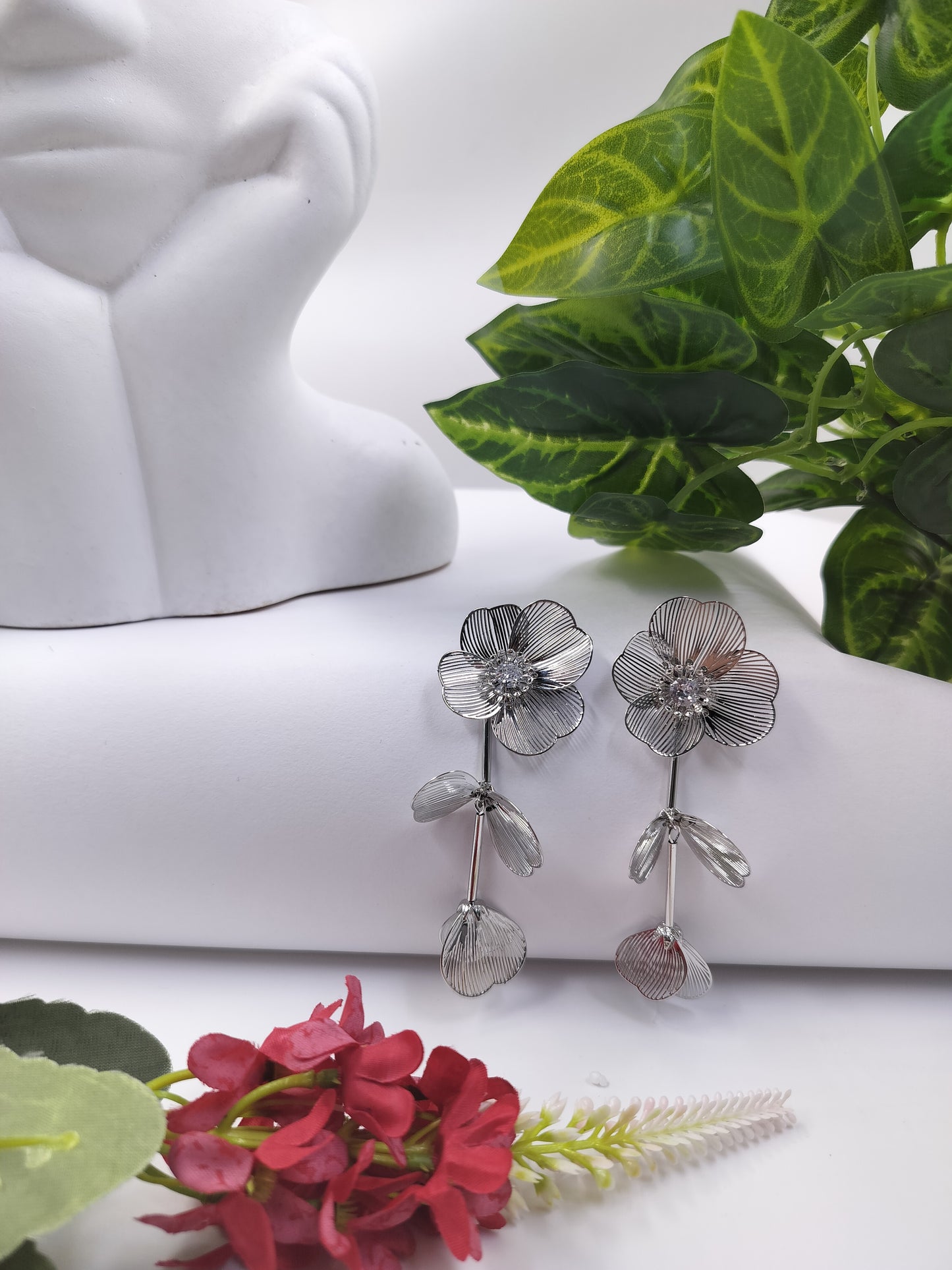 Anti Tarnish Silver Cascade Earrings