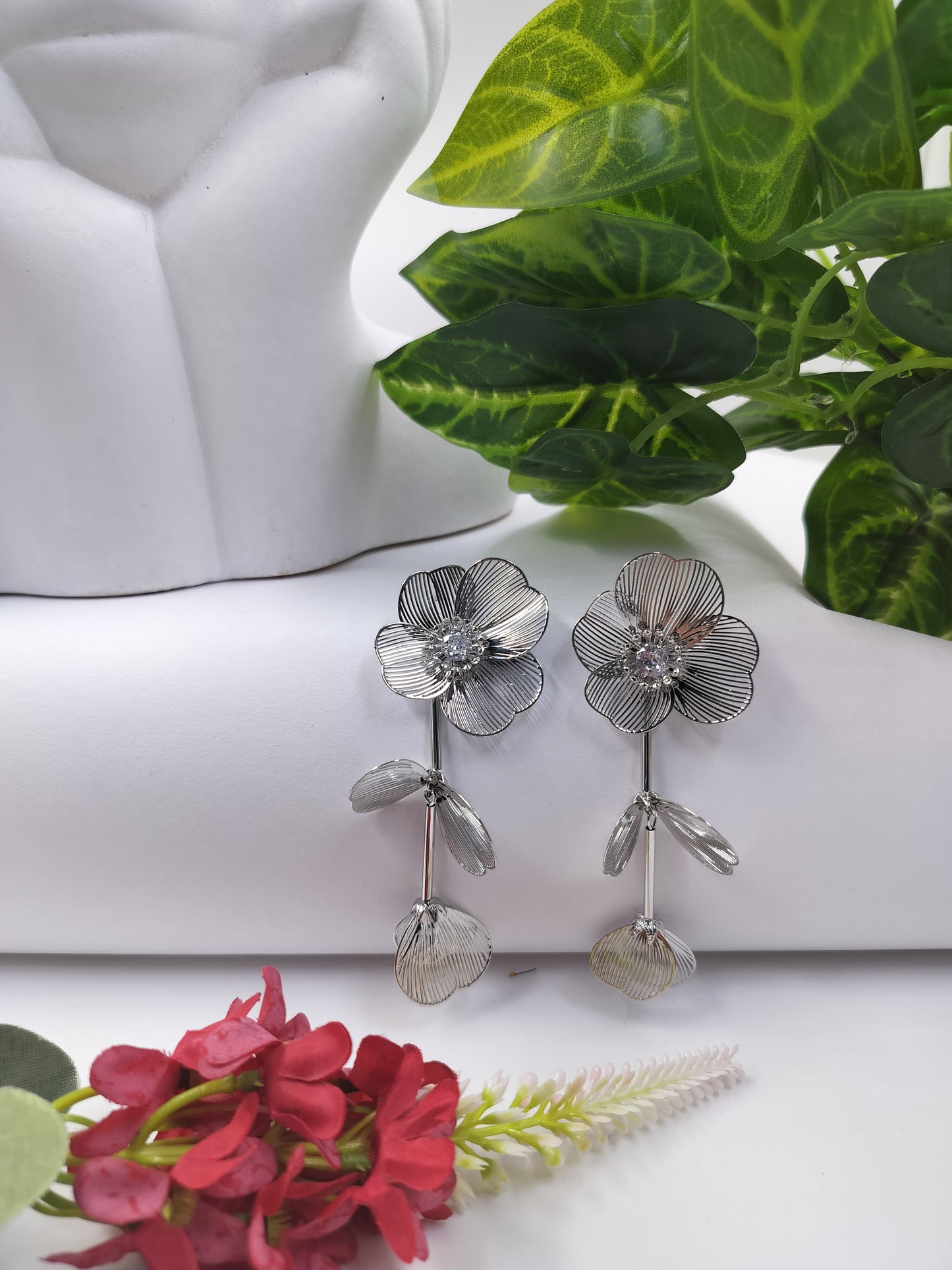 Anti Tarnish Silver Cascade Earrings