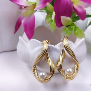 Pearl Cascade Gold Plated Drop Earrings