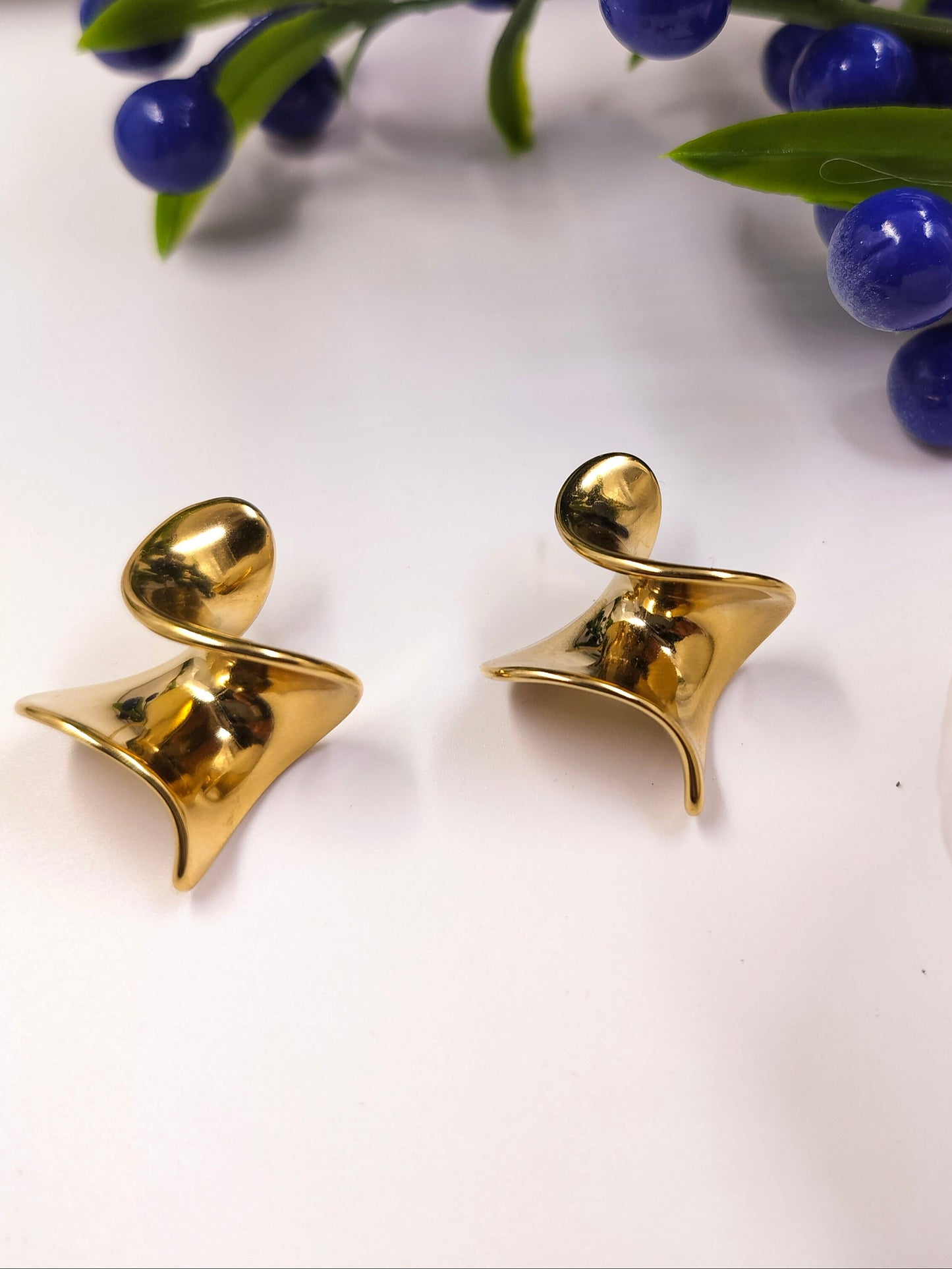 Anti Tarnish Golden Drape Earrings