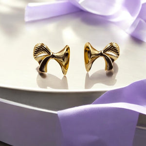 Gold Plated Chic Bow Stud Earrings