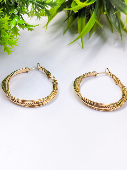 Anti Tarnish Golden Golden Twirl Hoops