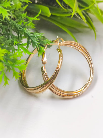 Anti Tarnish Golden Golden Twirl Hoops