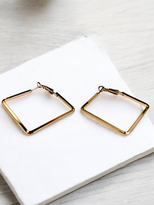 Anti Tarnish Golden Squircle Glam Hoops