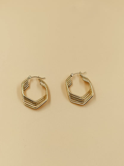 Anti Tarnish Golden Hex Harmony Hoops