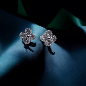 Eternal Diamond Blossom Silver Studs Earrings