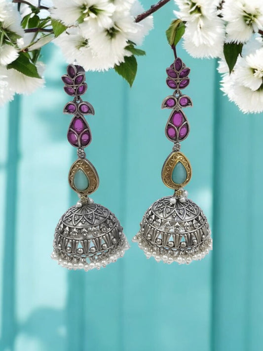 Antique Gulbahar Jhumkas Fusion Earrings