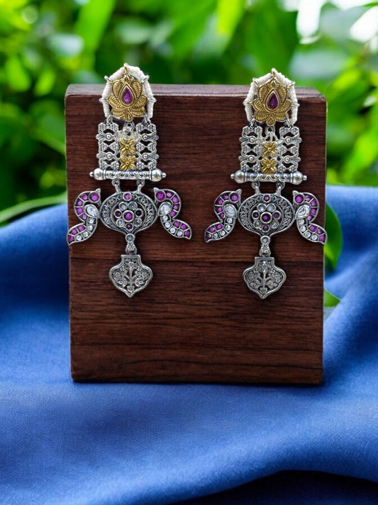 Antique Amrapali Jhumkas - Pink Fusion Earrings