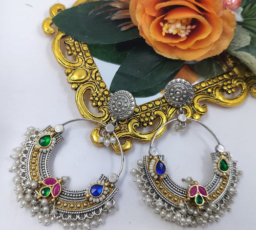 Antique Bareilly Jhumkas - Fusion Chandbali Earings