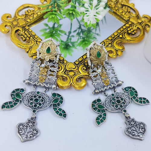Antique Amrapali Jhumkas - Green Fusion Earrings