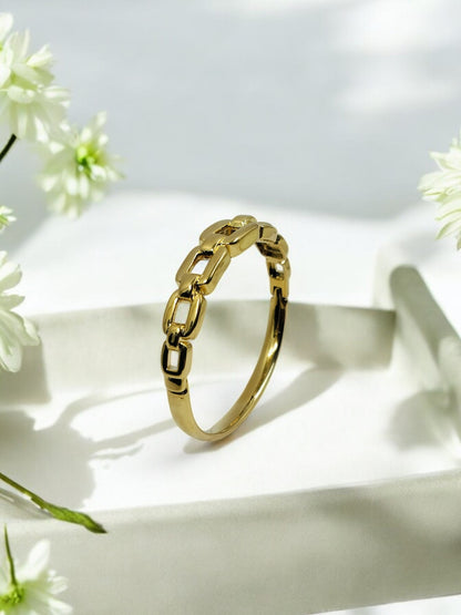 Trendy gold plated chain-link bangle – a bold and stylish statement piece, perfect for elevating your party and everyday looks.