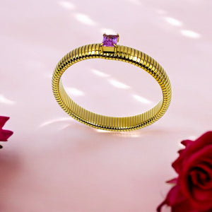 Single Stone Stretchable Snake Coil Elastic Bangle Bracelet