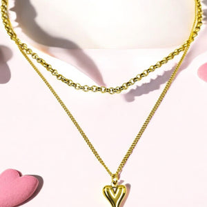 Golden Amara Heart Multilayer Chain Necklace