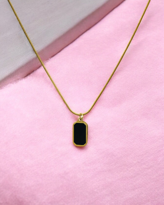 Reversible Black N White Stone Pendant Chain