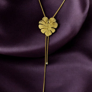 Palm Leaf Pendant Long Y Chain Necklace