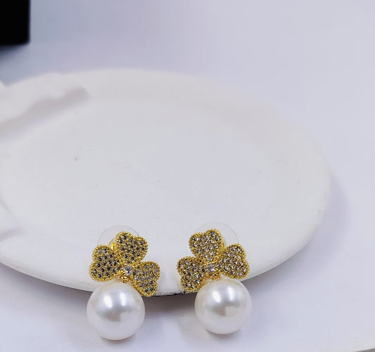 Flower Pearl Drop Earrings