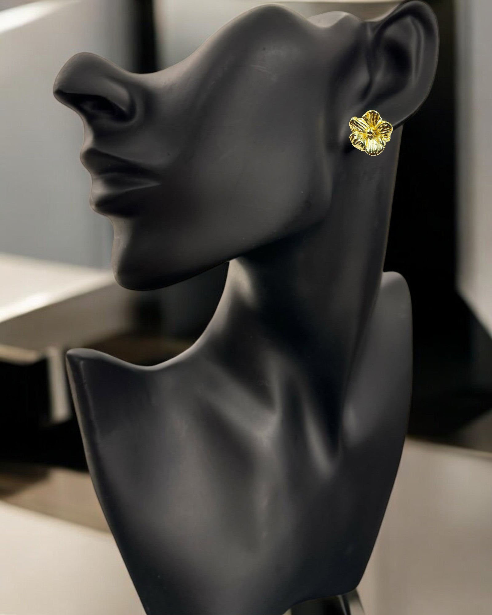 Trendy gold floral stud earrings – anti tarnish demi fine jewellery for modern women, party wear & daily fashion