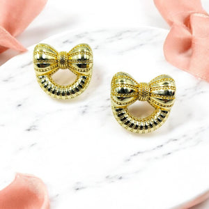 Gold Bow Stud Earrings For Women & Girls