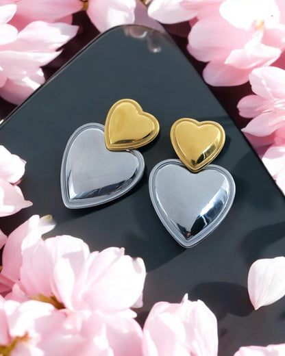 Dual Tone Double Heart Drops