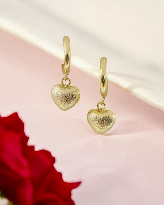Textured Heart Drop Earrings