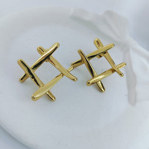 Trendy Hashtag Gold Plated Stud Earrings