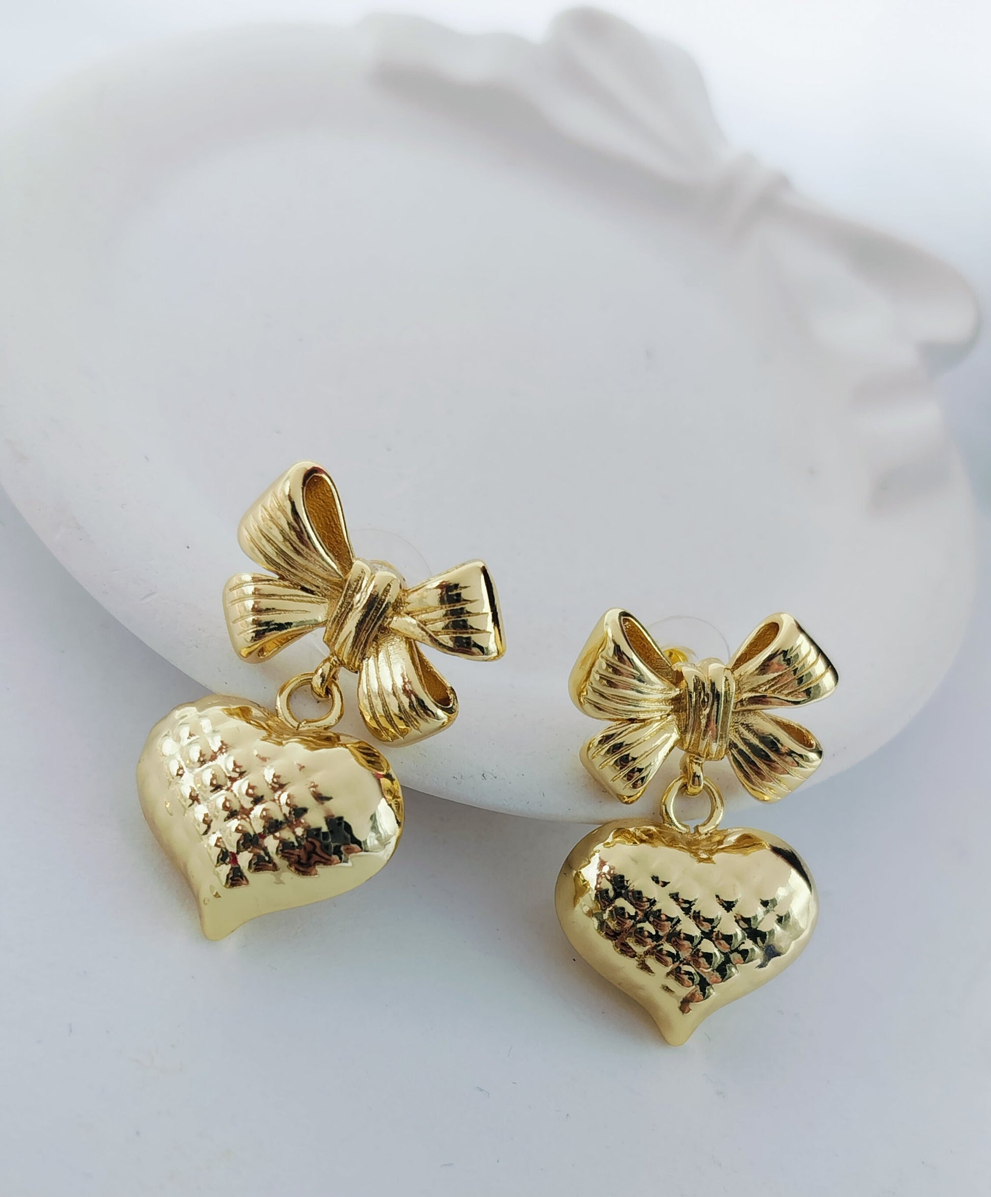 Trendy Heart Bow Knot Drop Earrings