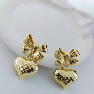 Trendy Heart Bow Knot Drop Earrings