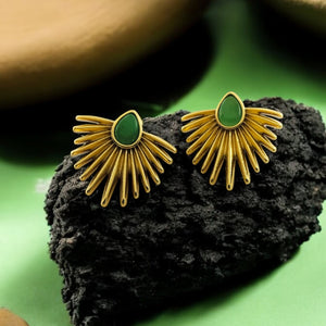 Premium Heritage Rays Emerald Stud Earrings