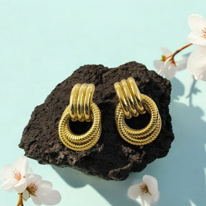 Multi Layered Textured Round Rope Spiral Stud Earring