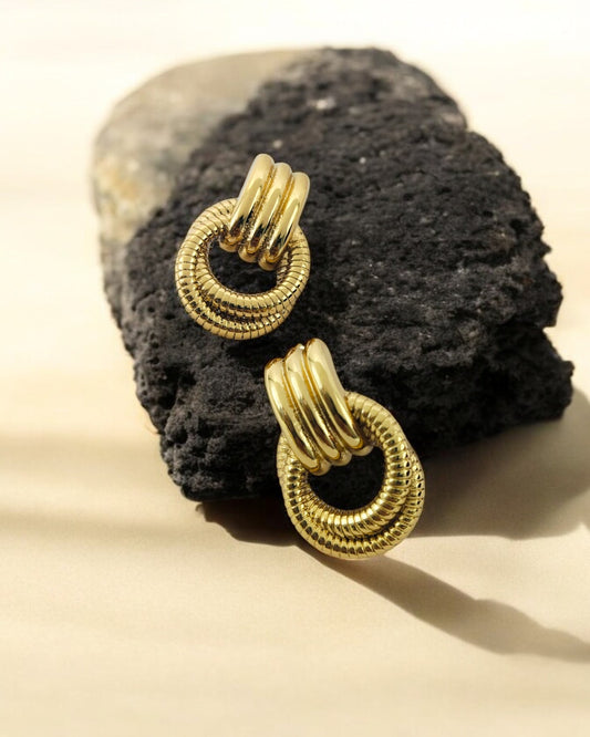 Multi Layered Textured Round Rope Spiral Stud Earring