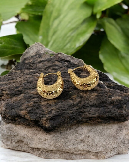 Hammered U Shaped Hoop Earrings