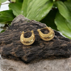 Gold-Plated Hammer Design Hoop Earrings, Hammers