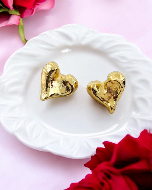 Hammered Heart Studs Earrings