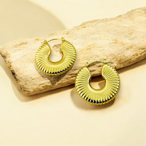 Gold Plated Ribbed Coil Hoops