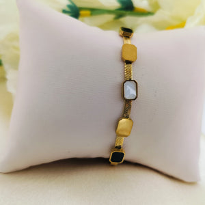 Geometric Black n White Chain Bracelet