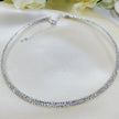 Stylish silver choker necklace with sparkling cubic zirconia, lightweight anti-tarnish jewelry perfect for weddings and parties.