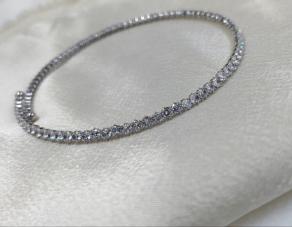 Elegant silver tennis bracelet with sparkling cubic zirconia stones, lightweight anti-tarnish jewelry perfect for party wear.