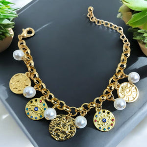 Boho Fortune Coin Golden Charms Bracelet
