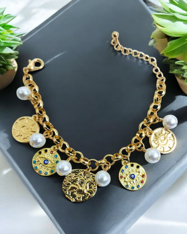 Boho Fortune Coin Golden Charms Bracelet