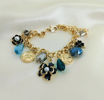 Midnight Majesty Golden Charm Bracelet