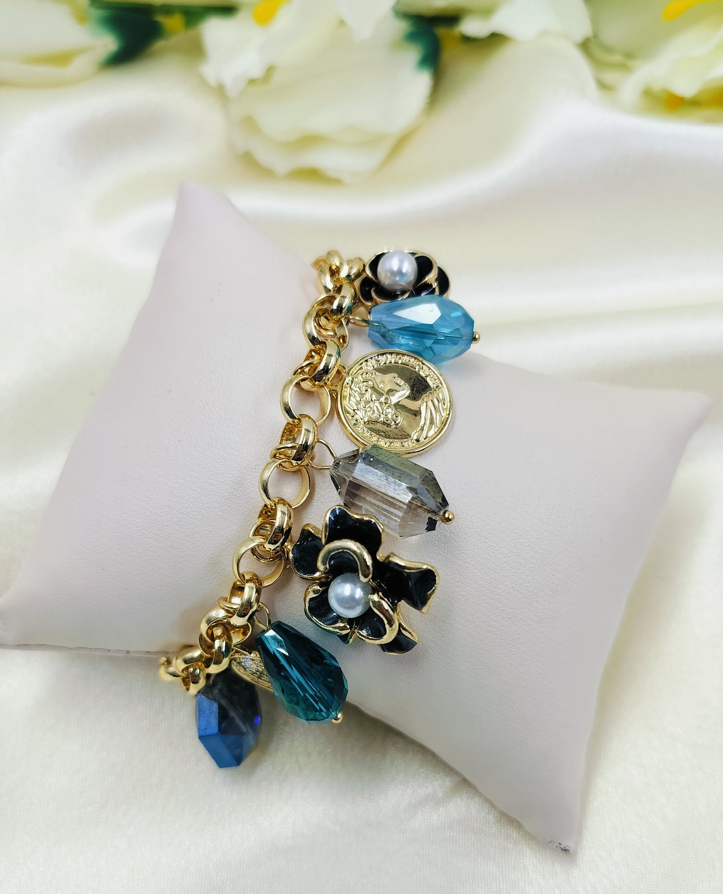 Midnight Majesty Golden Charm Bracelet