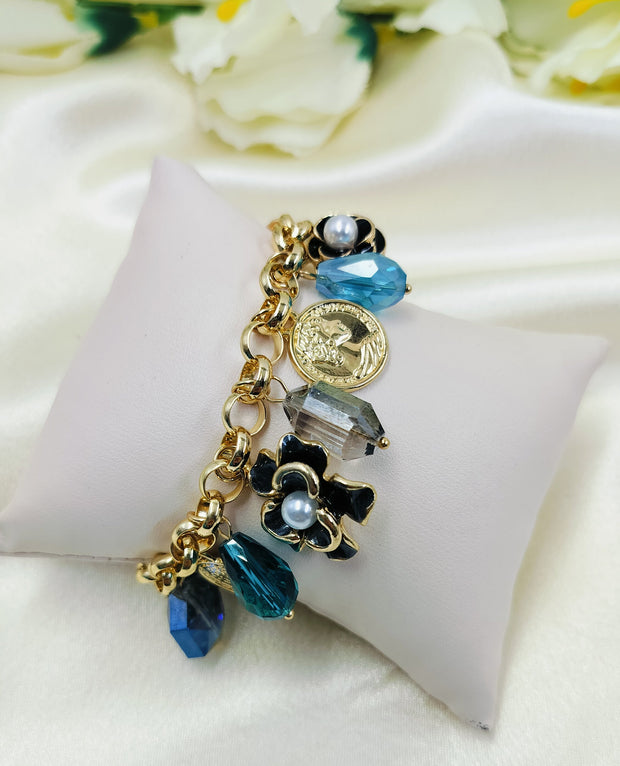 Midnight Majesty Golden Charm Bracelet