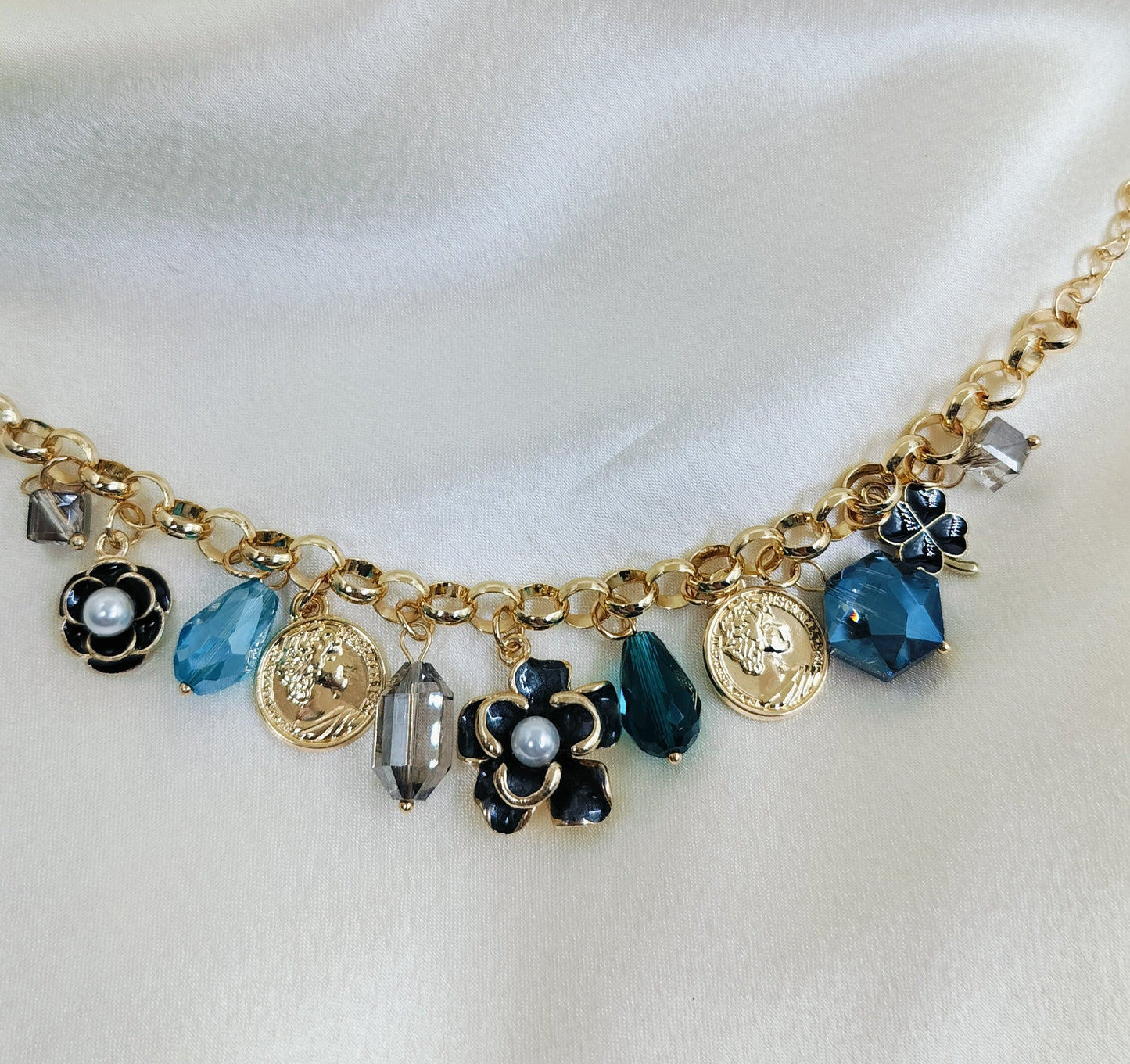 Midnight Majesty Golden Charm Bracelet