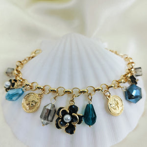 Midnight Majesty Golden Charm Bracelet