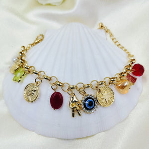 Divine Shield Floral Golden Charms Bracelet