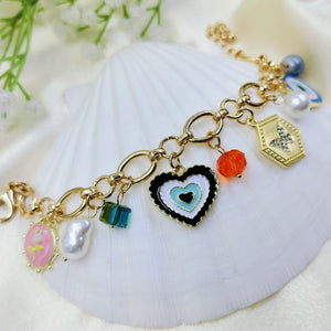 Evil Eye Butterfly Gold Charms Bracelet