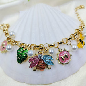 Wildflower Whimsy Garden Gold Charms Bracelet